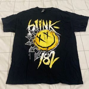 Black New Blink 182 Large Mens T-Shirt Yellow Smiley Face